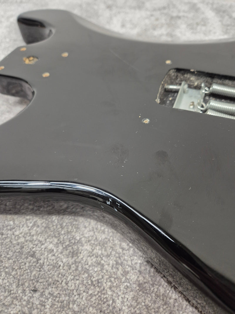 Strat Style Electric Guitar Body with Gold Bridge for Project - Black - Image 6