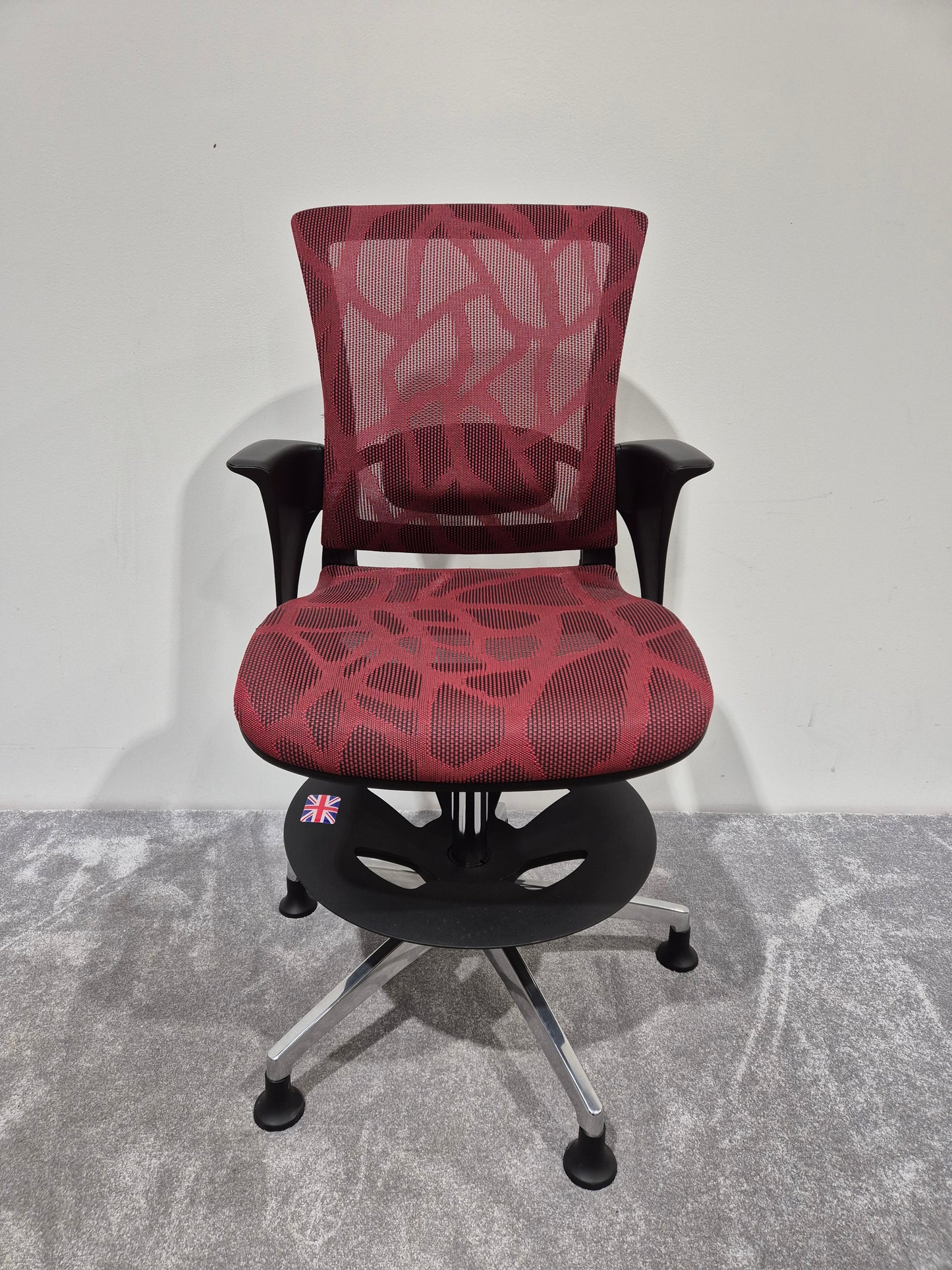 Skate Stools - Red Studio Stool Chair for Broadcasting Radio Podcast w/ Manual