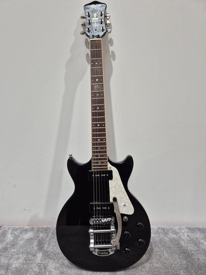 Hofner Six String Electric Guitar - Black P90s and Bigsby Tremolo