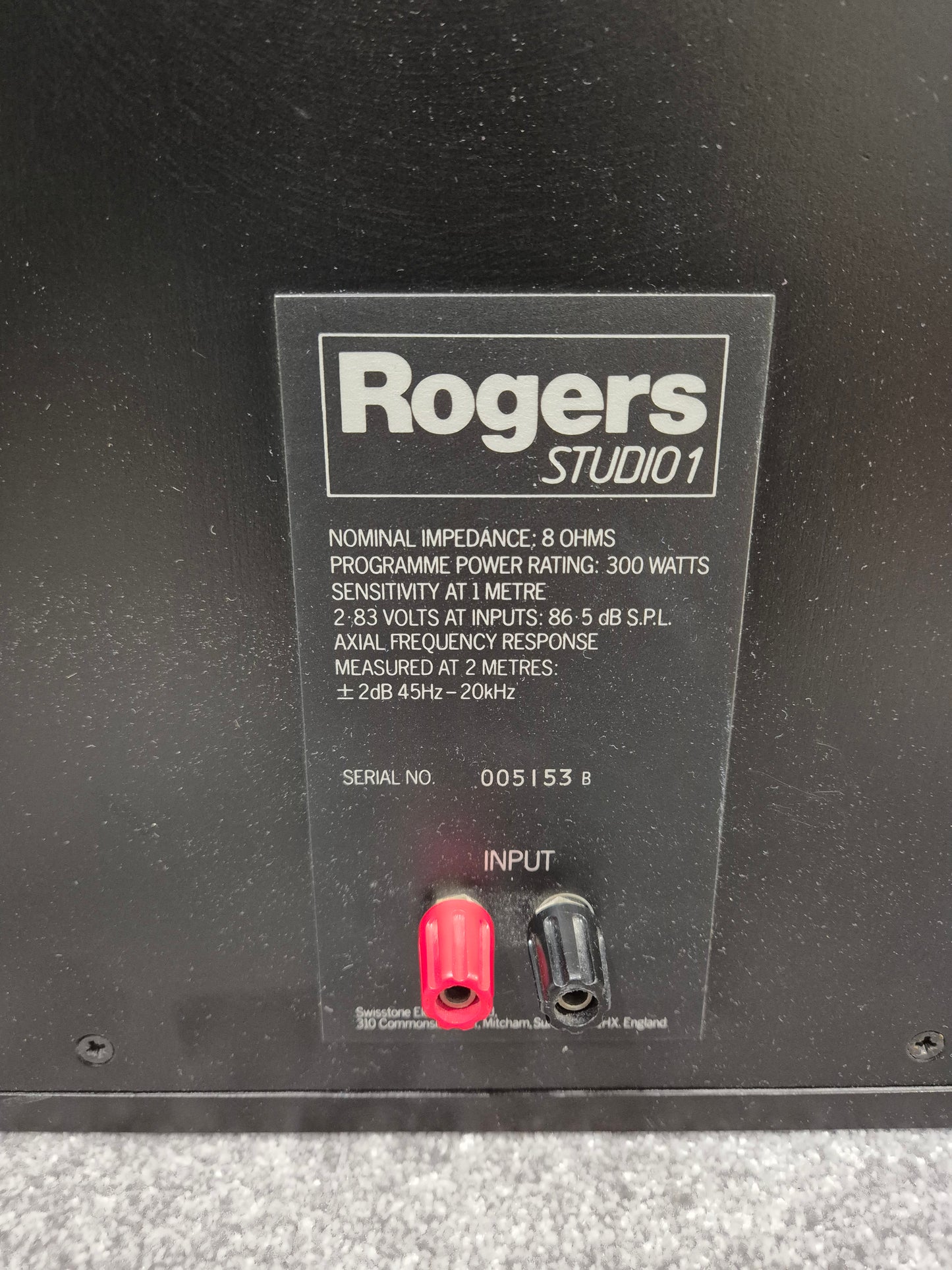 Rogers Studio 1 - Pair of 300-watts Passive Bookshelf Loudspeakers