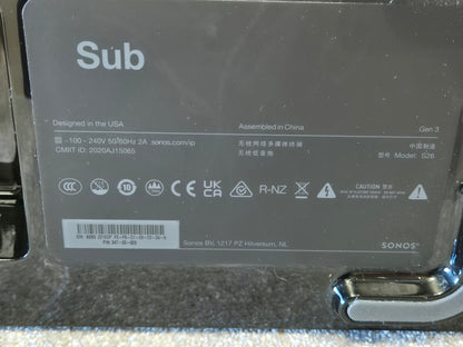Sonos Sub Gen 3 - Deep Bass Subwoofer w/ Original Box