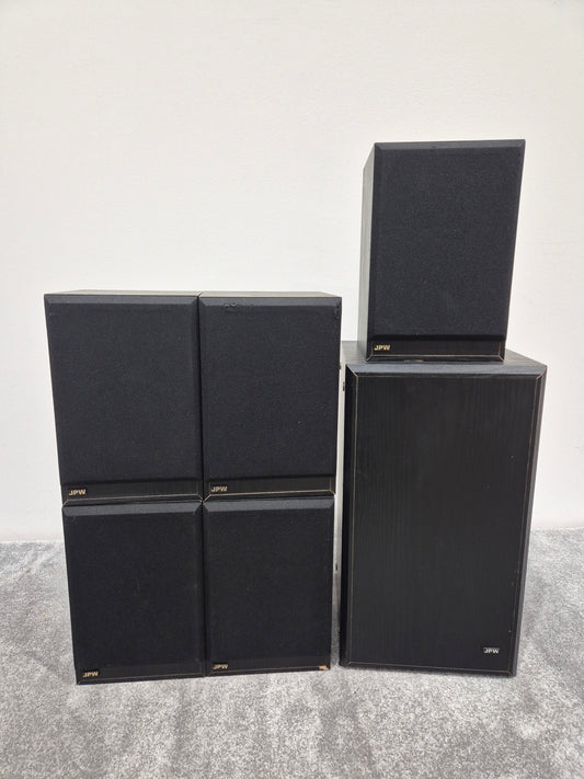 JPW Gold Monitor - 70watt Bookshelf Speakers x5 with 80watt JPW Subwoofer System