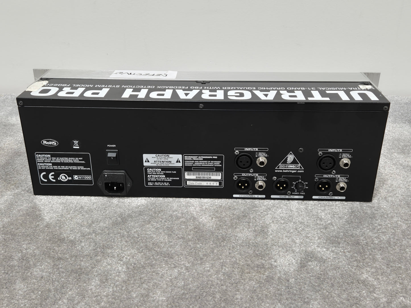 Behringer ULTRAGRAPH PRO FBQ6200HD - 31-Band Stereo Graphic Equalizer (Spares or Repairs)