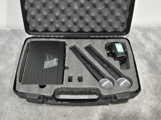 Prosound L59AW Twin Microphone Portable VHF Wireless + Black Case