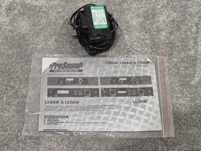 Prosound L59AW Twin Microphone Portable VHF Wireless + Black Case