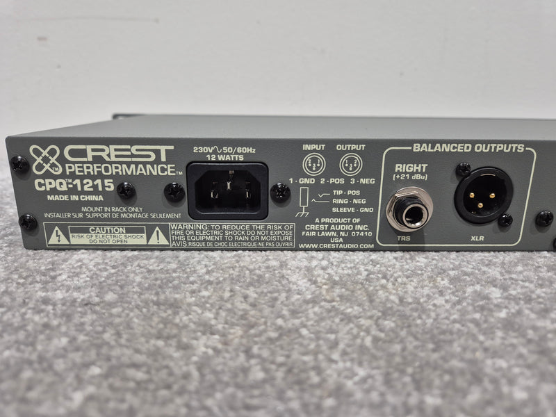 Crest CPQ1215 - 2-Channel, 15 band Graphic Equalizer - Image 7