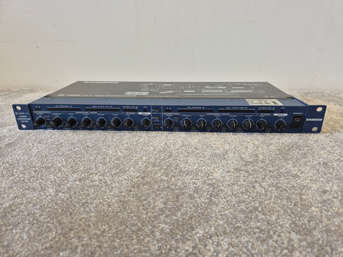 Samson S-COM Plus Stereo Compressor/Limiter - Versatile Audio Processing - Very Good w/ Original Box