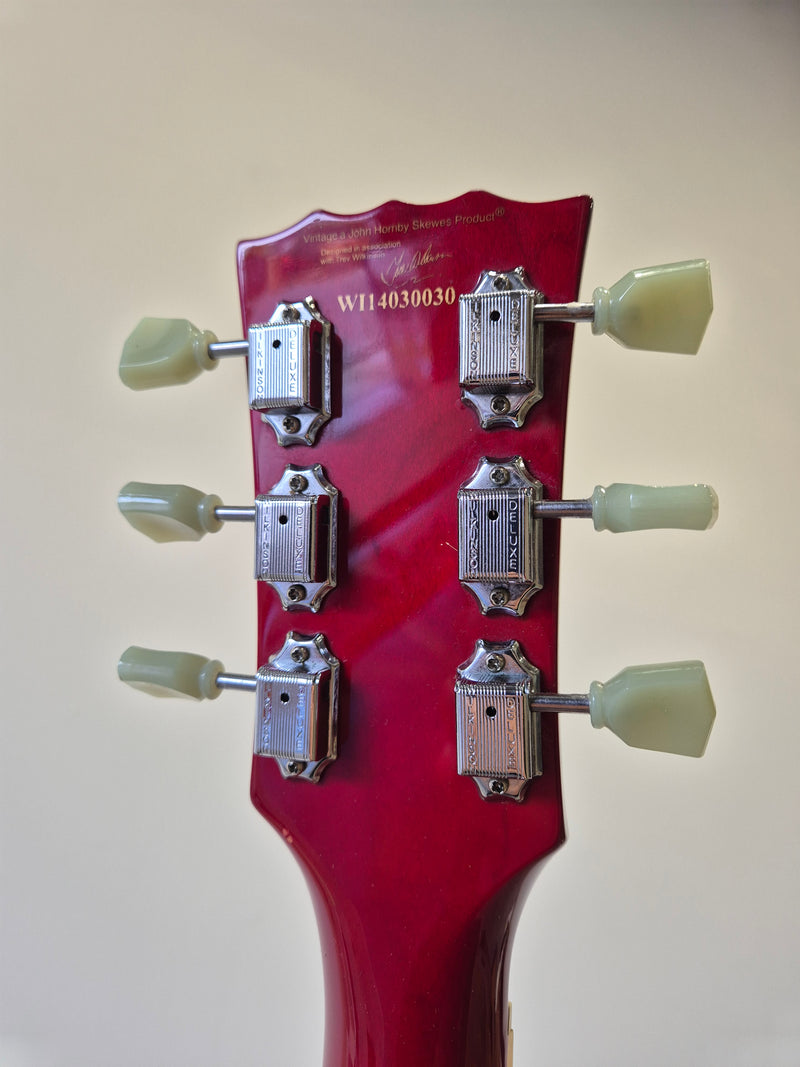 Vintage VSA500 - Semi-Hollow Body Electric Guitar - Red - Image 7