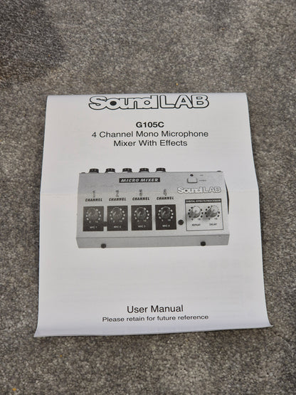 Soundlab G105C - 4-Channel Mono Microphone Mixer w/ Original Box