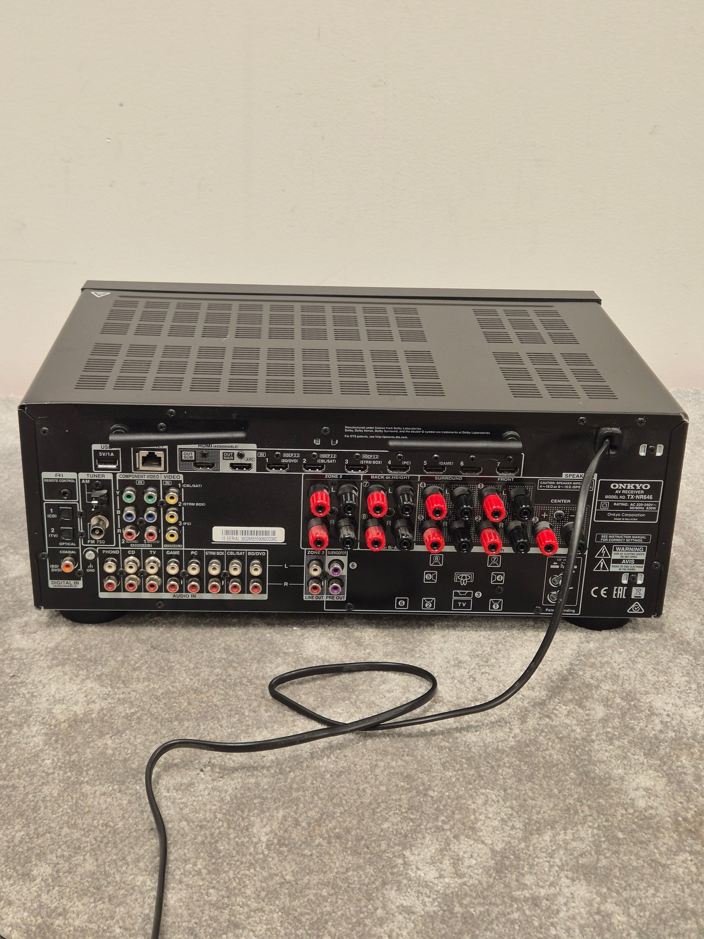 Onkyo TX-NR646 - 7.2-Channel AV Receiver - Very Good