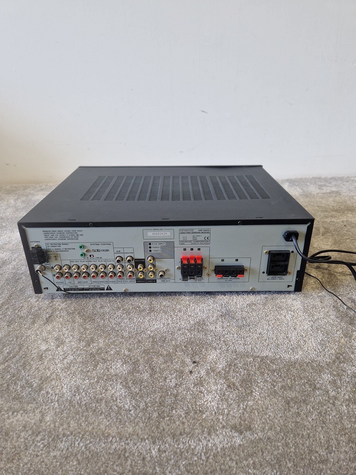 Kenwood KRF-V510 AV Receiver – Dolby Pro Logic, Multiple Inputs, 100W Per Channel – Fair
