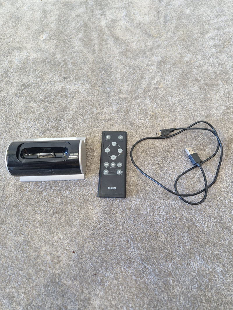 Logic3 Pro-Dock for iPod/iPhone – AV Out, USB Sync, Remote Control, Universal 30-Pin Docking Station - Very Good - Image 1