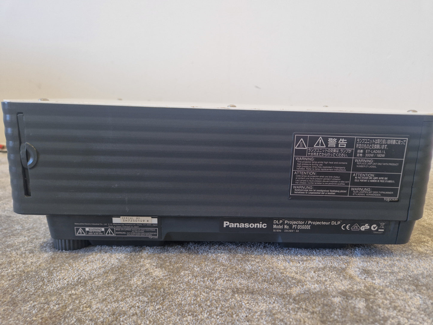 Panasonic PT-D5600E DLP Projector - 5000 Lumens-XGA Resolution - Good