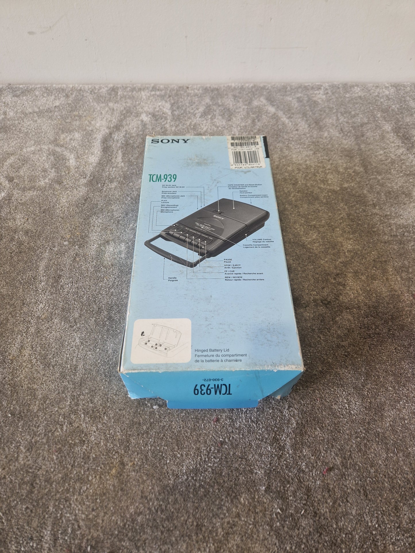 Sony TCM-939 Cassette Recorder-Cue And Review - Very Good w/ Original Box