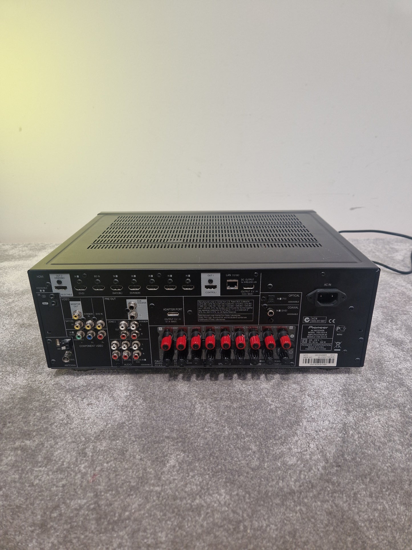 Pioneer VSX-923 7.2 Channel AV Receiver – 150W Amplifier - Very Good w/ Remote