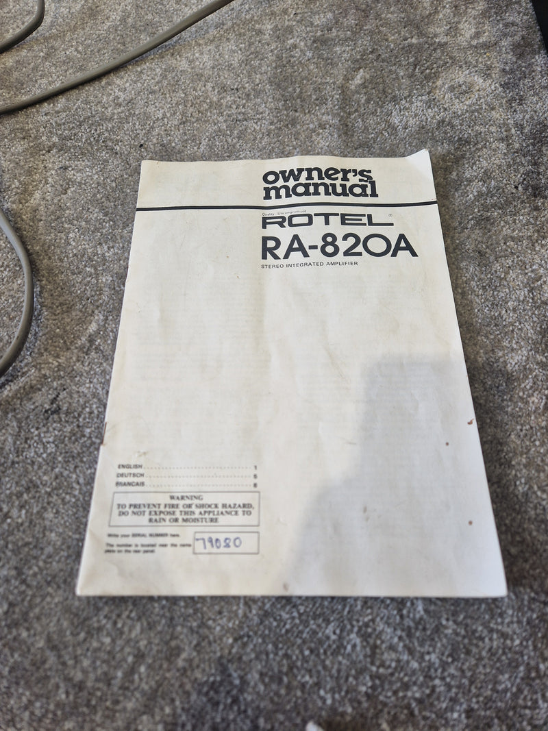 Rotel RA-820A Stereo Integrated Amplifier – Vintage Hi-Fi, 2x30W Output - Good w/ Box - Image 2