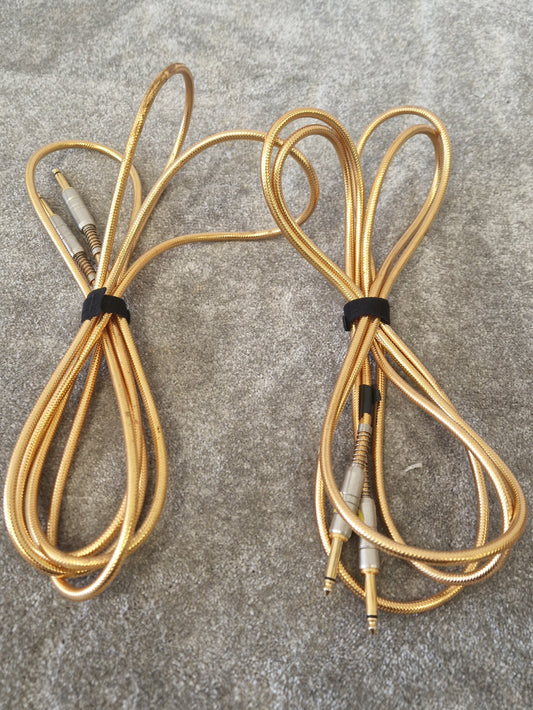 3M 1/4" TS Pair of Guitar Cables Gold  – Premium Jack-to-Jack Lead for Studio & Stage Use