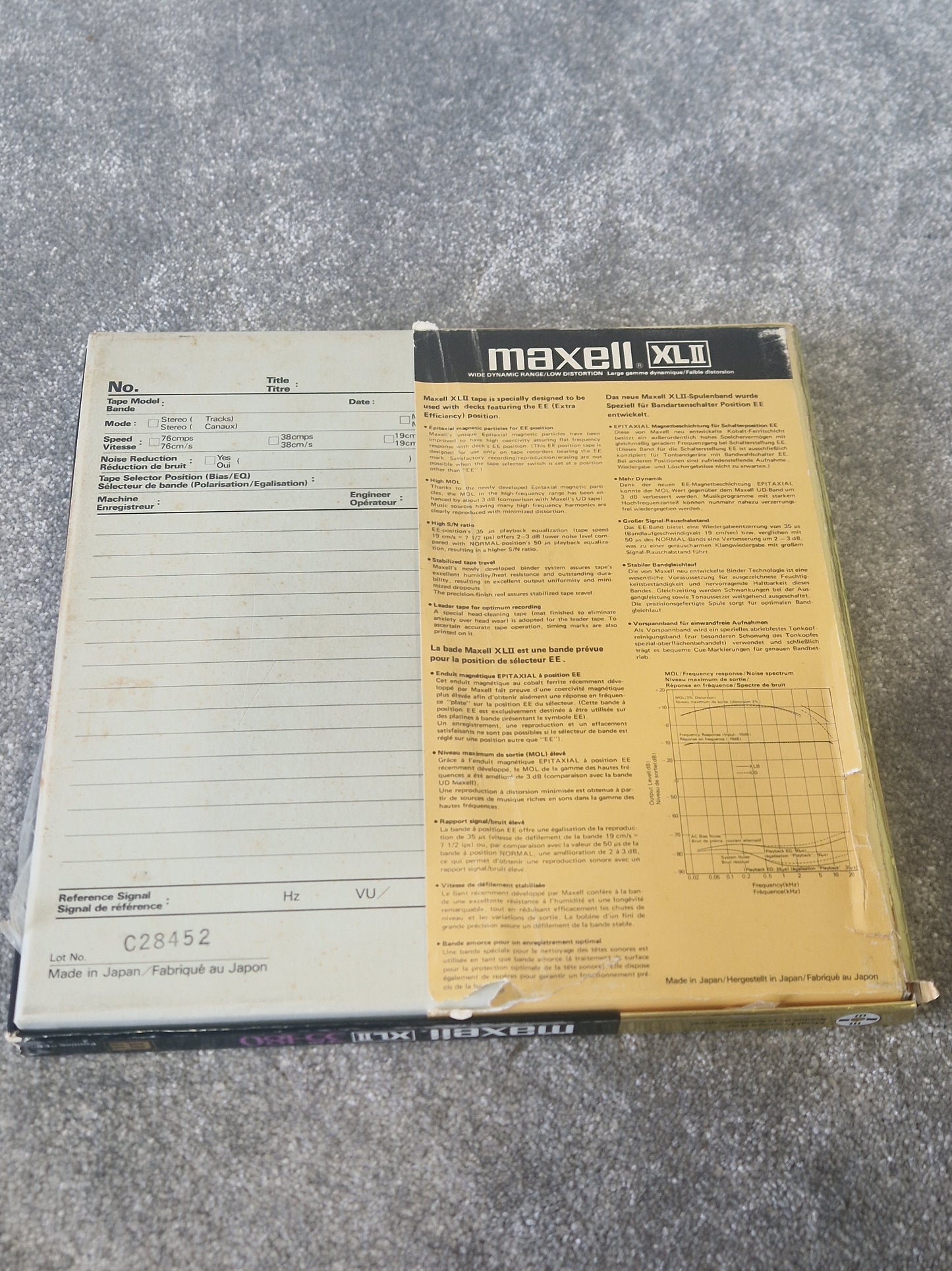 Maxell XL-II EE 35-180 Reel-to-Reel Tape – ¼″ x 3600ft, Extra Efficiency High Bias - Good
