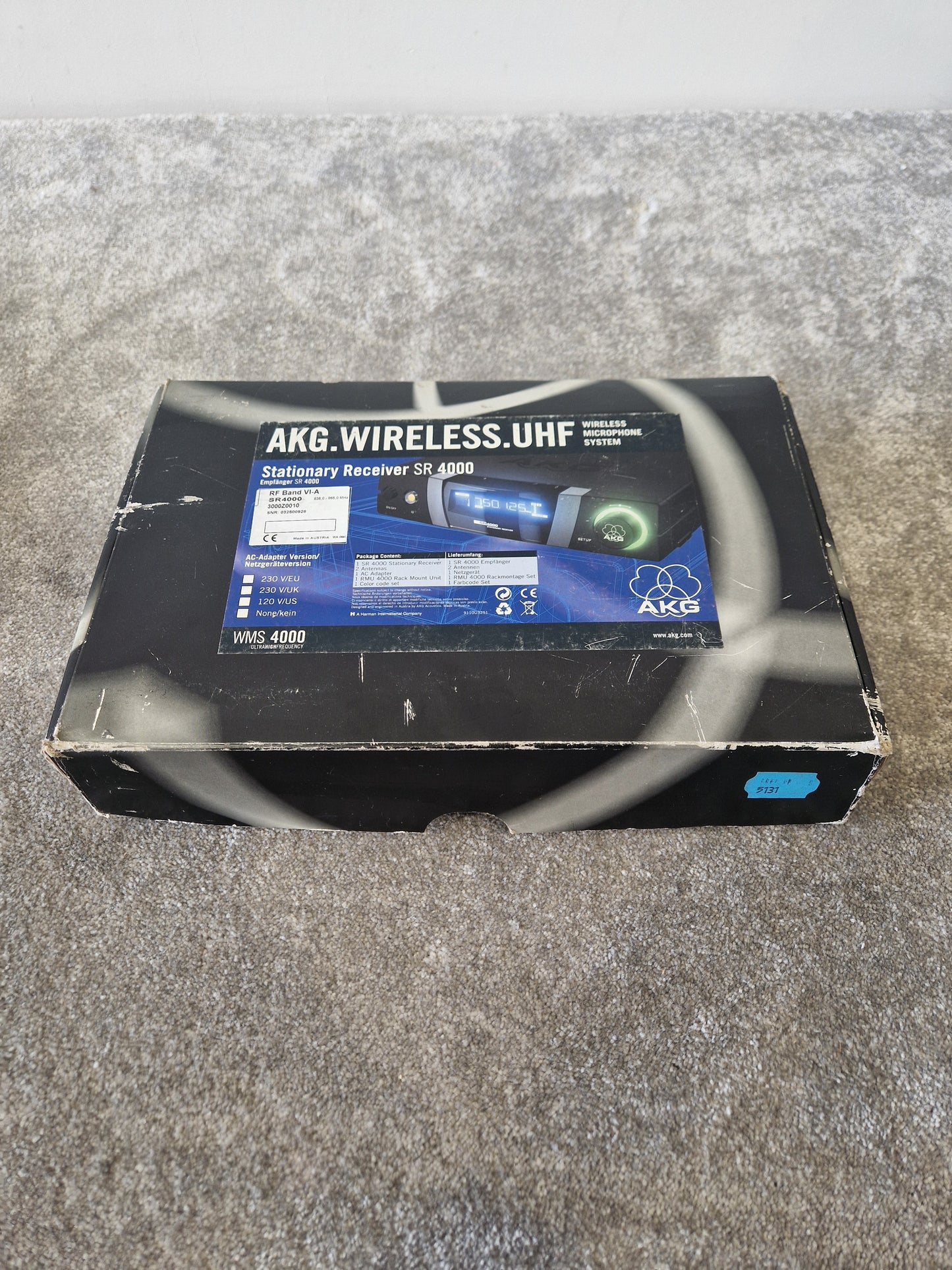 AKG SR 4000 Wireless Receiver – WMS 400 Series UHF Diversity System 835-865MHz - Very Good w/ original box