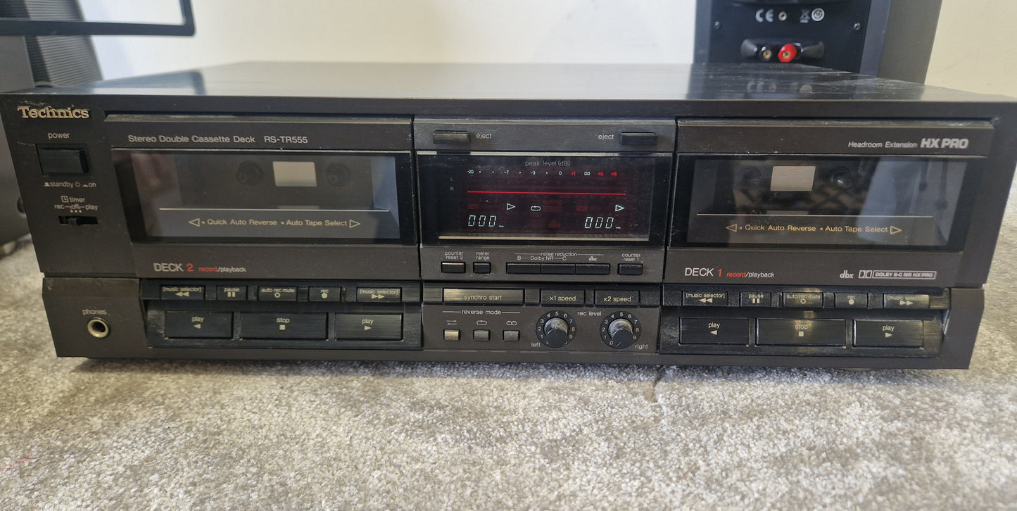 Technics RS-TR555 Dual Cassette Deck – Auto Reverse, Dolby HX Pro - Excellent
