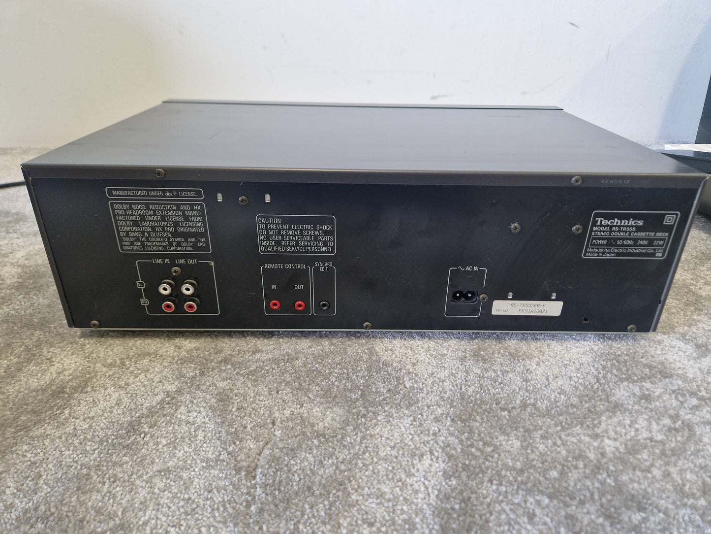 Technics RS-TR555 Dual Cassette Deck – Auto Reverse, Dolby HX Pro - Excellent