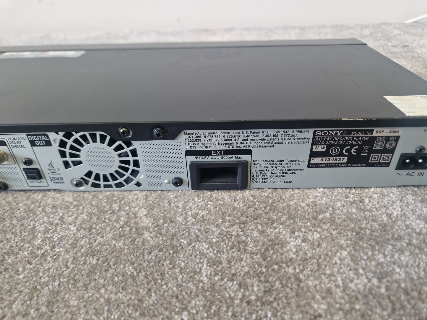 Sony BDP-S360 – Blu-ray Playback & HDMI Output – Very Good