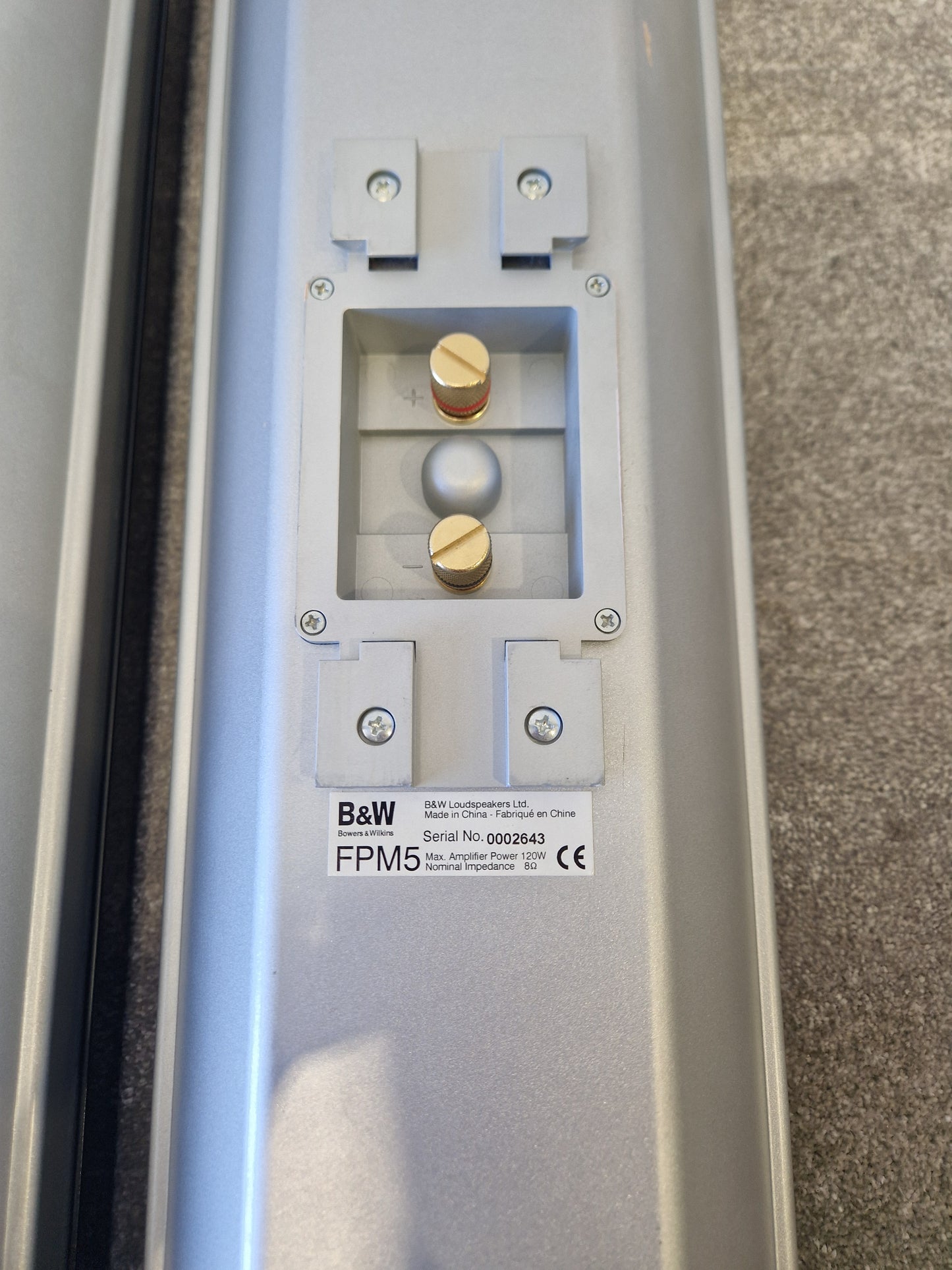 Bowers & Wilkins FPM5 On-Wall Speakers (Pair) – Kevlar Drivers & Slim Profile Pair – Very Good