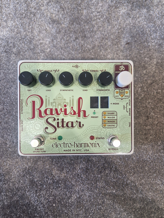 Electro-Harmonix Ravish Sitar Pedal – Polyphonic Sitar Emulator – Excellent w/ Manual & Original Box