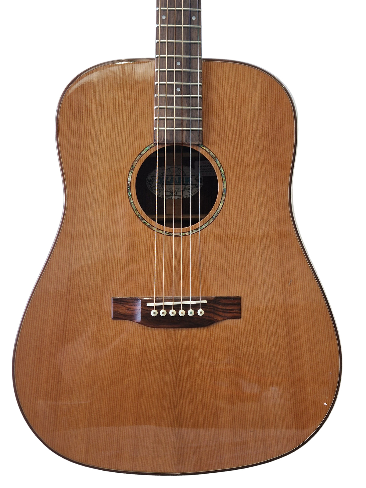 Ozark 3801 Dreadnought Acoustic Guitar – Solid Cedar Top & Koa Back – Very Good