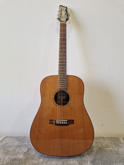 Ozark 3801 Dreadnought Acoustic Guitar – Solid Cedar Top & Koa Back – Very Good