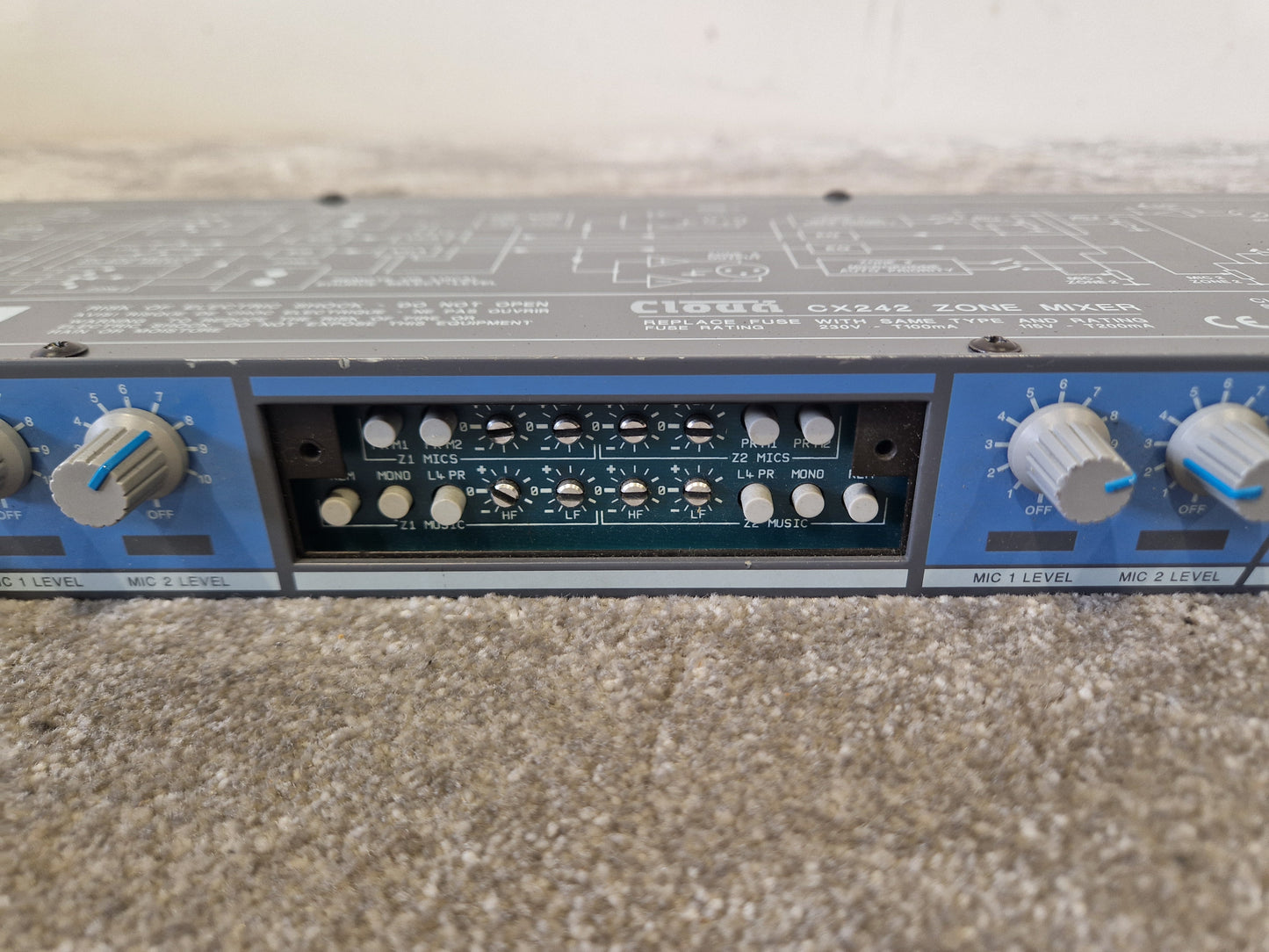 Cloud CX242 Zone Mixer – 4-Zone Audio Control – Missing Front Panel – Very Good