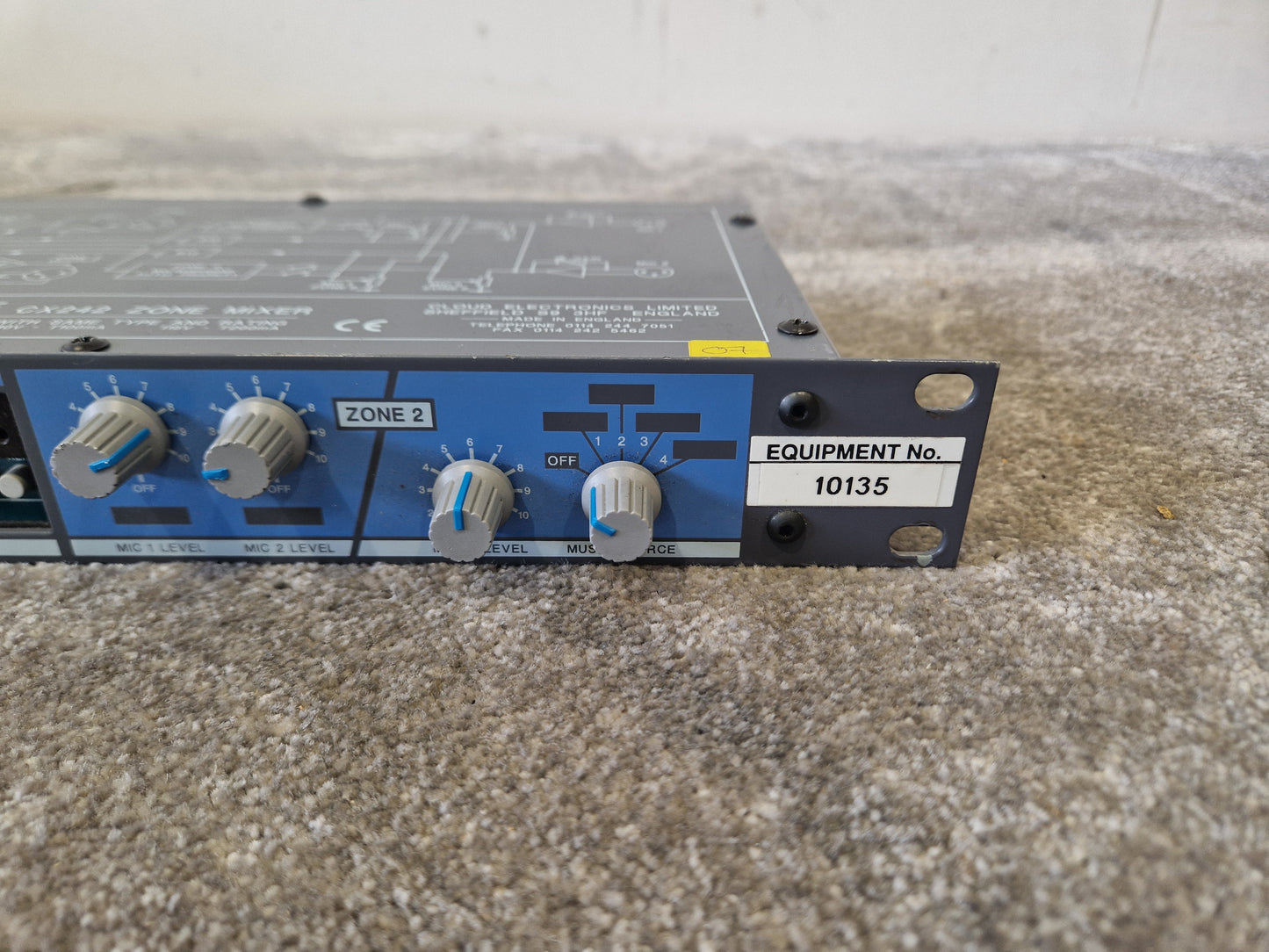 Cloud CX242 Zone Mixer – 4-Zone Audio Control – Missing Front Panel – Very Good