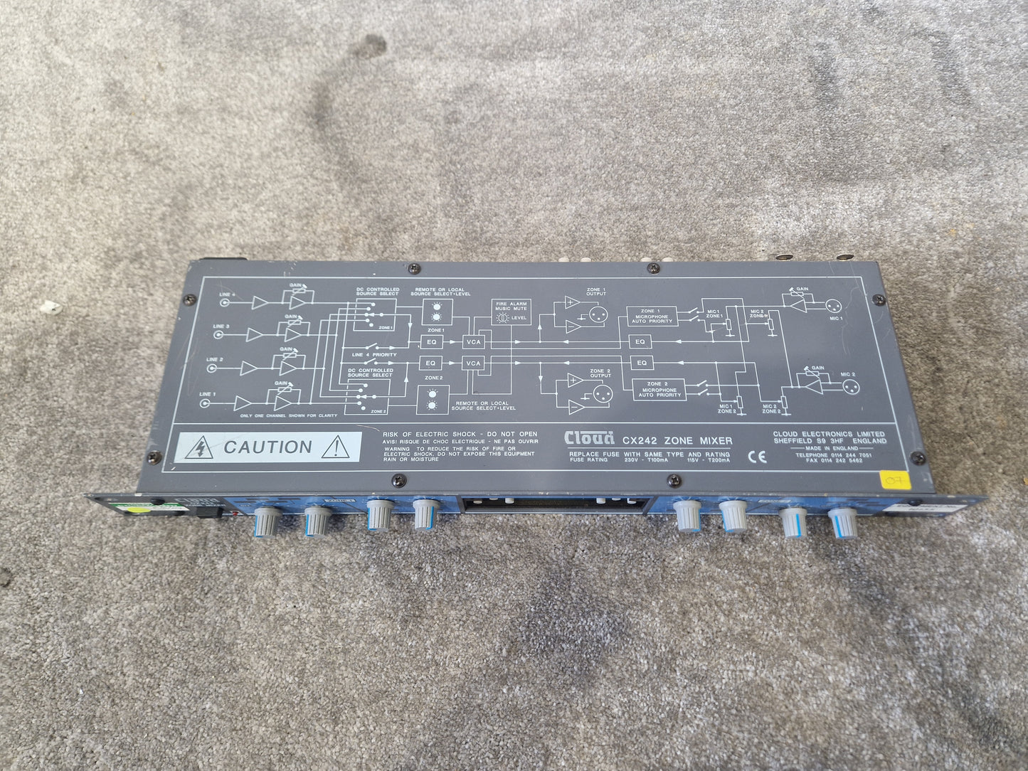 Cloud CX242 Zone Mixer – 4-Zone Audio Control – Missing Front Panel – Very Good