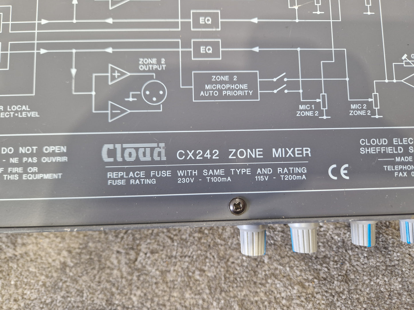Cloud CX242 Zone Mixer – 4-Zone Audio Control – Missing Front Panel – Very Good