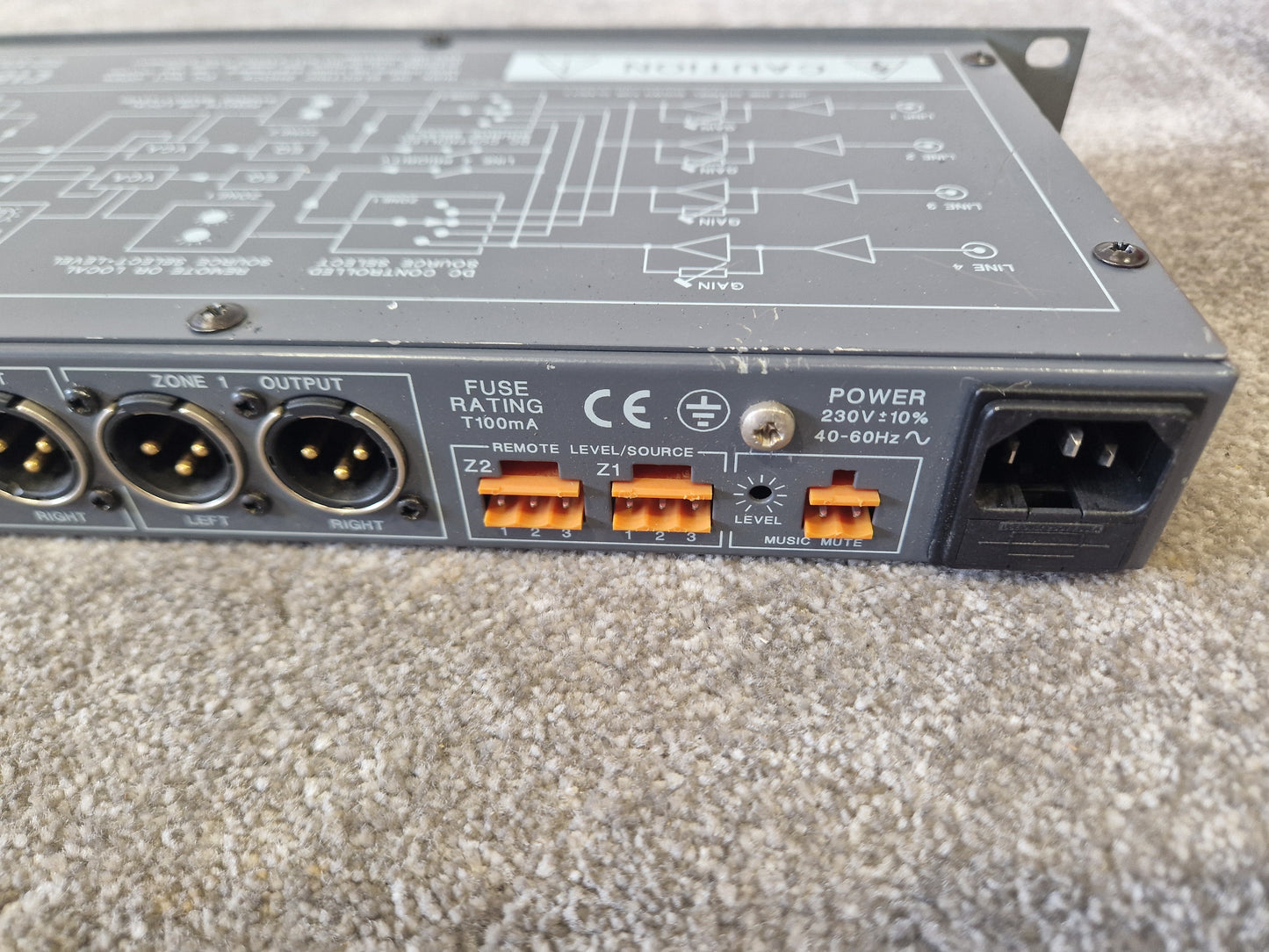 Cloud CX242 Zone Mixer – 4-Zone Audio Control – Missing Front Panel – Very Good