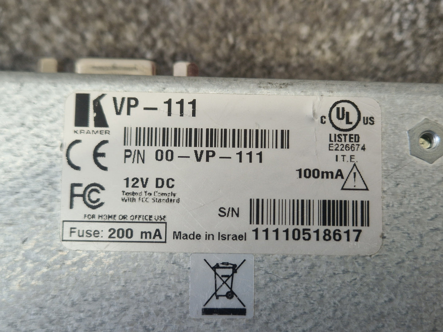 Kramer VP-111 High-Resolution Video Distribution Amp – Untested – Good