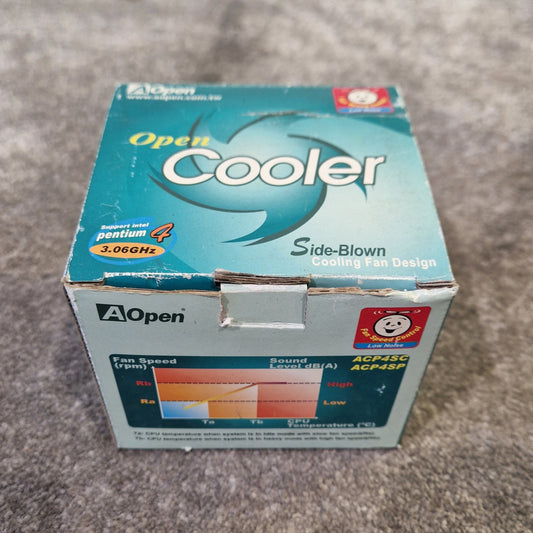 AOpen Side-Blown Pentium 4 Cooler – Socket 478, OEM Fan – New in Opened Box