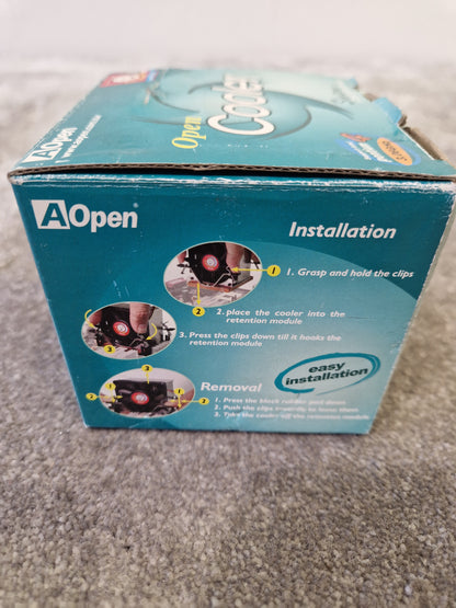 AOpen Side-Blown Pentium 4 Cooler – Socket 478, OEM Fan – New in Opened Box