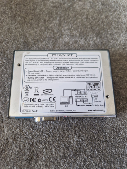 Extron P/2 DA2xi MT VGA Distribution Amp – Audio I/O – Very Good