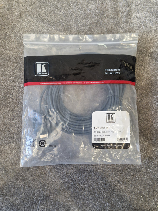 Kramer C-D9M/D9F-35 RS-232 Control Cable – 35ft – New w/ Original Packaging