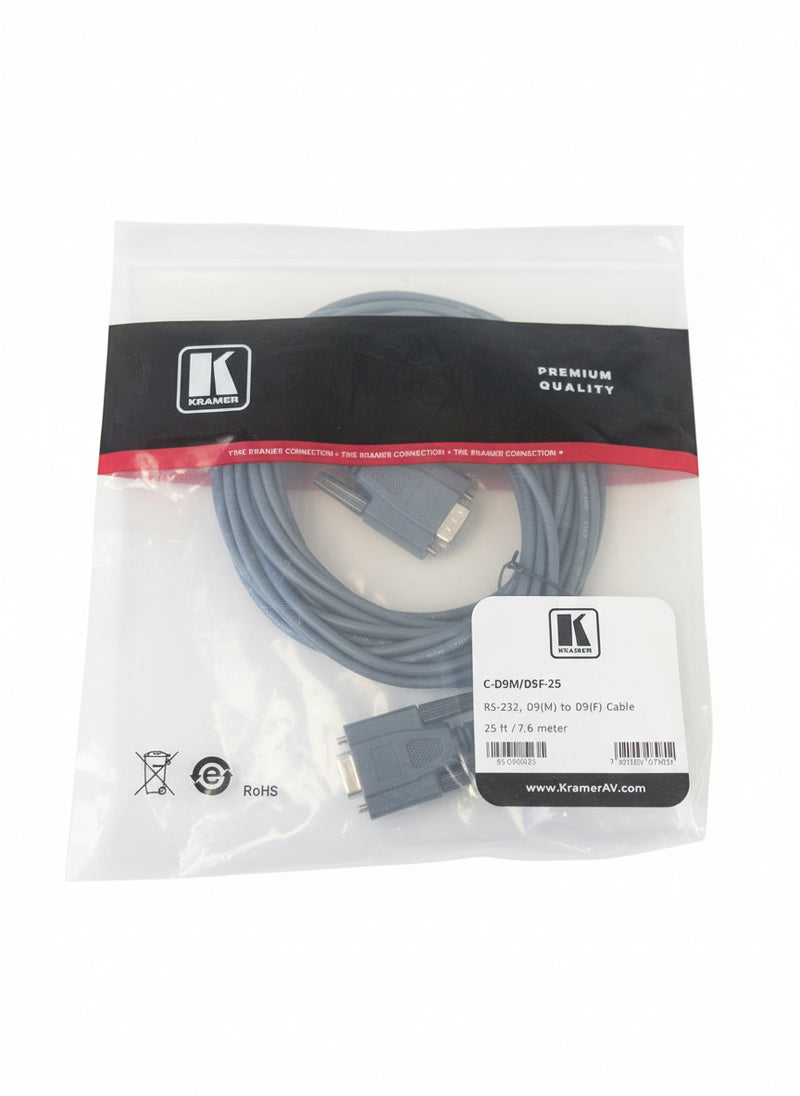 Kramer C-D9M/D9F-25 RS-232 Control Cable – 25ft - Like New in Original Packaging - Image 1