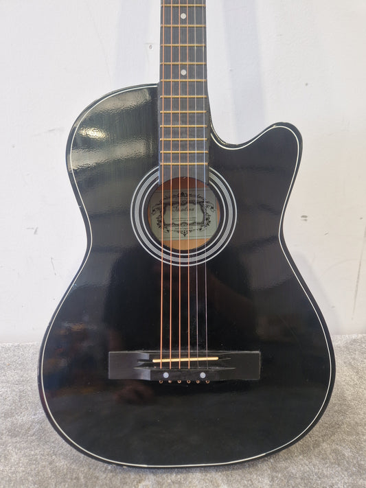 Madina Acoustic Guitar - Black, 3/4 Size, Solid Top - Very Good