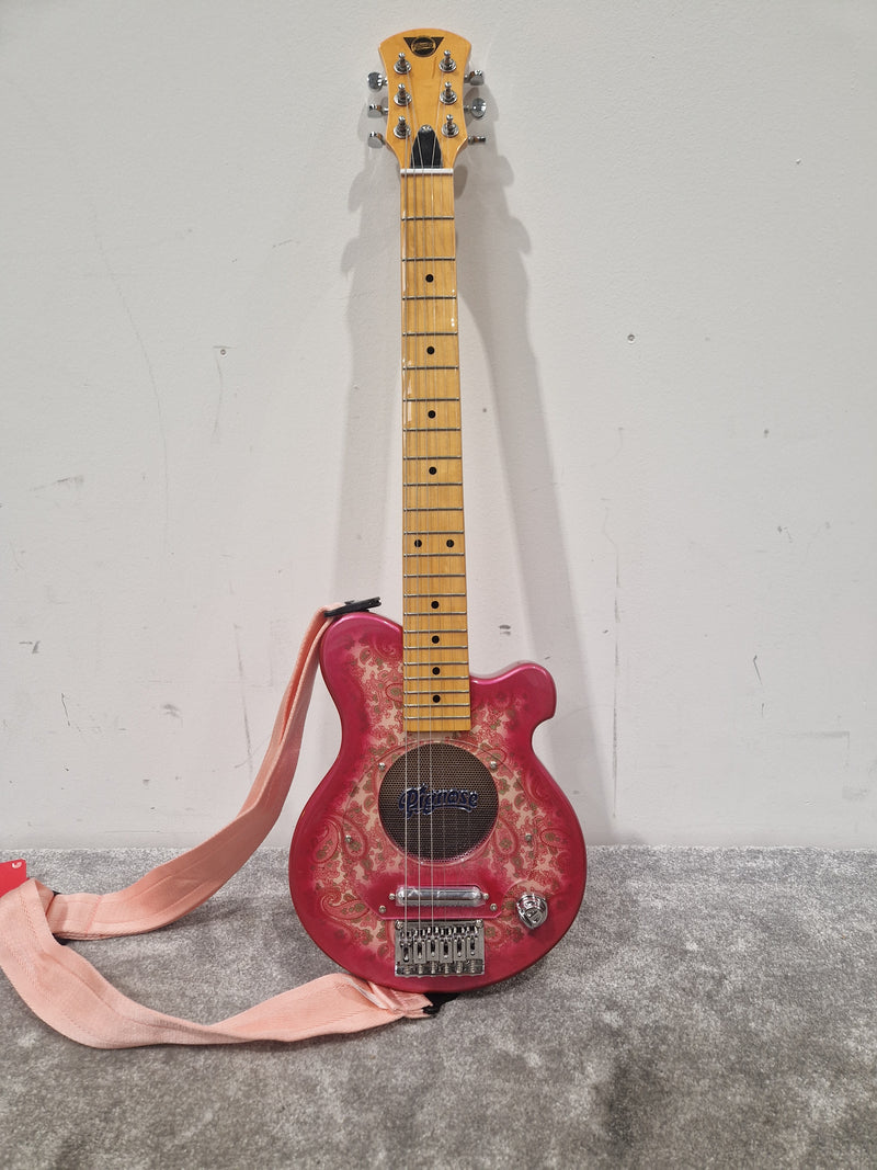 Pignose Electric Travel Guitar - Compact Design, Solid Tone - Excellent w/ Soft Case & Pink Guitar strap - Image 1