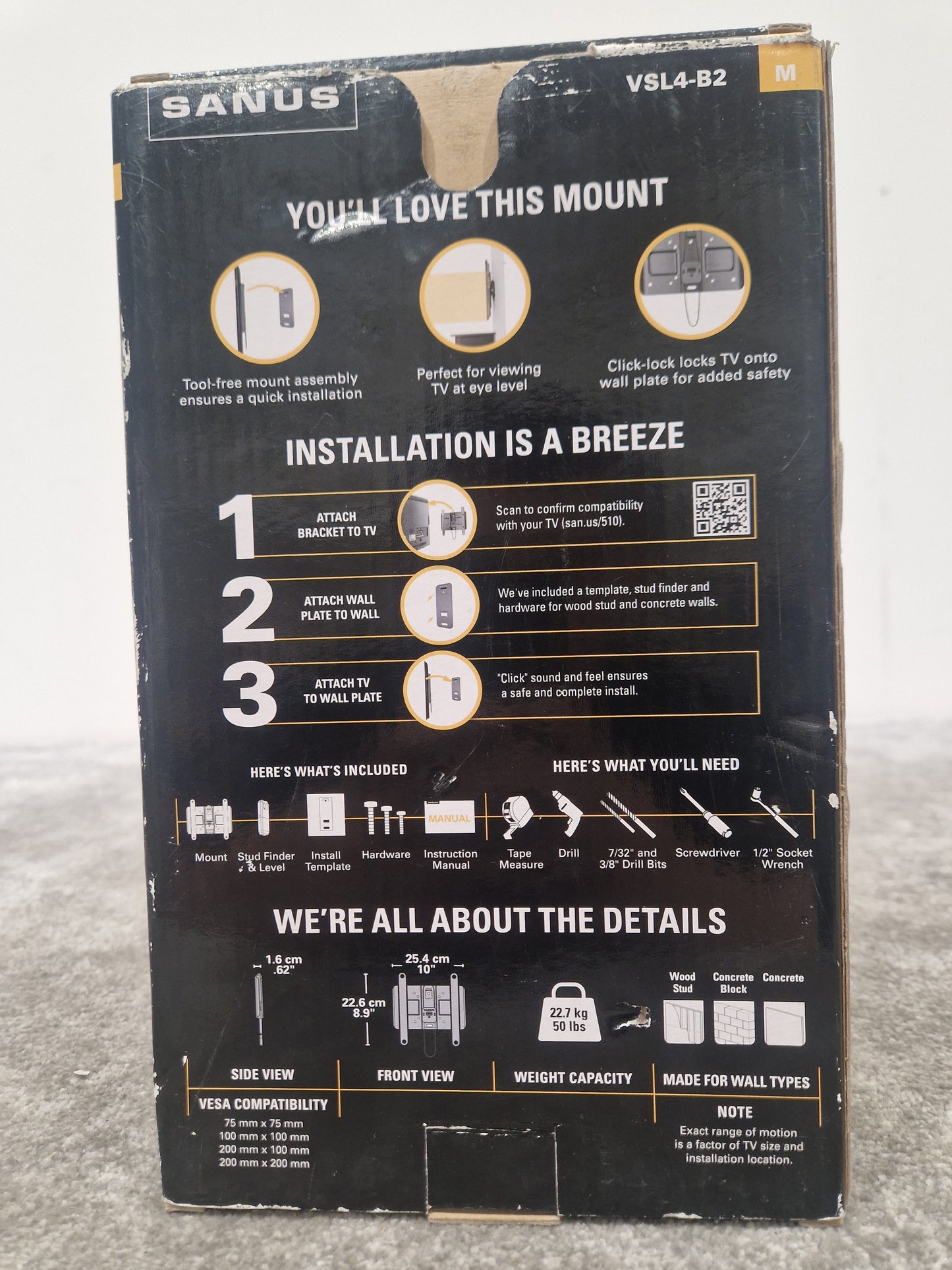 Sanus VSL4-B2 - Adjustable Speaker Stands - Open Box w/ Original Box & Manuals