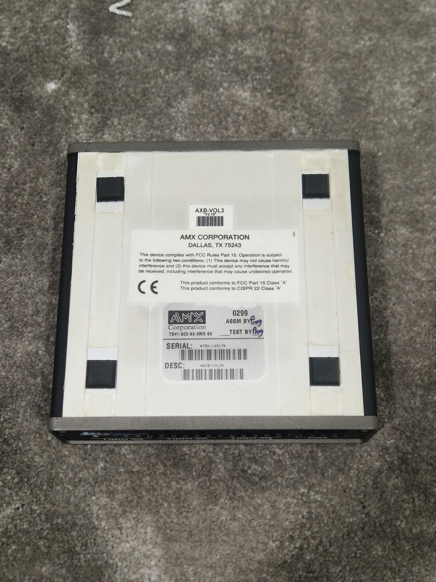 AMX AXB-VOL3 - 3-Channel Volume Control, Euroblock Connectors - Very Good