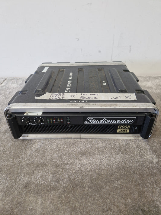 Studiomaster SM 1200D PA Amp - 2400W Power, Class D - Spares or Repair w/ Hard Case