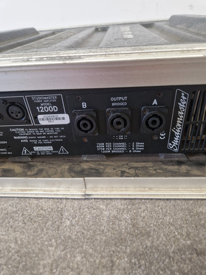 Studiomaster SM 1200D PA Amp - 2400W Power, Class D - Spares or Repair w/ Hard Case