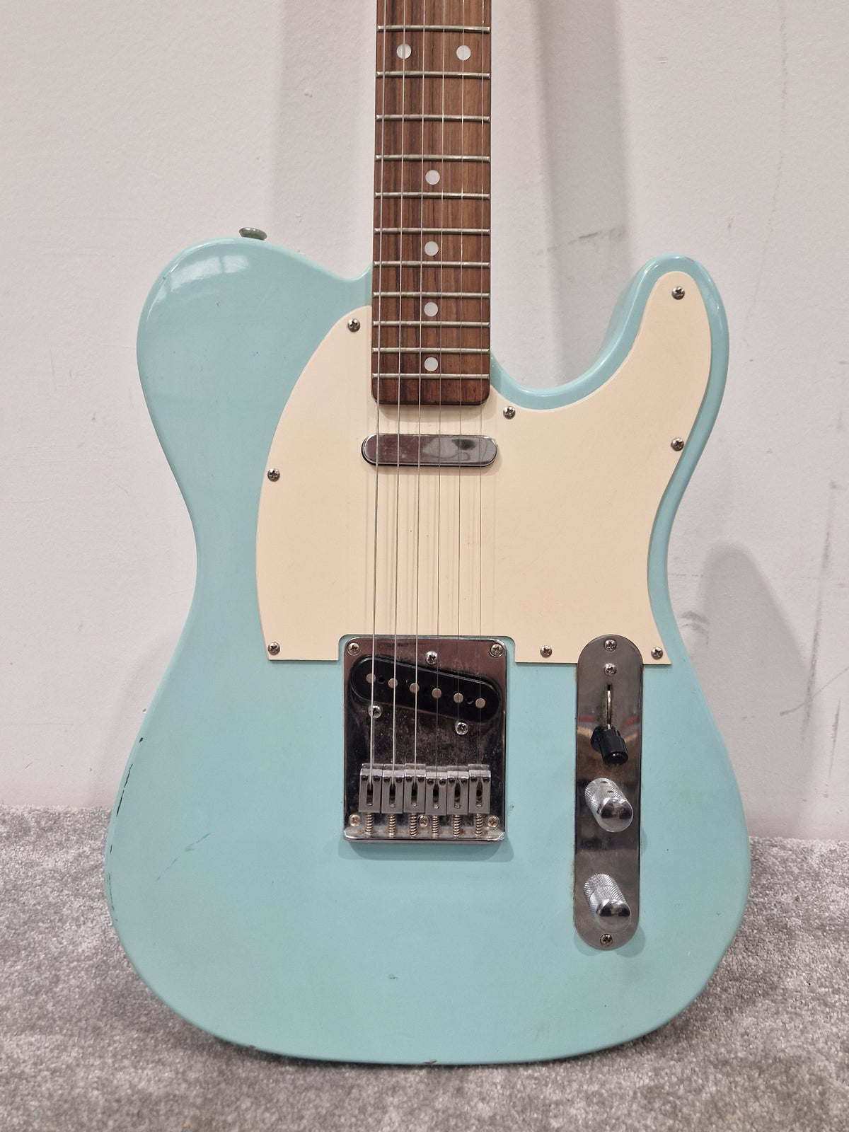 Fender Squier Telecaster Affinity Baby Blue Electric Guitar - Baby Blue Finish, Maple Neck - Very Good w/ Soft Case