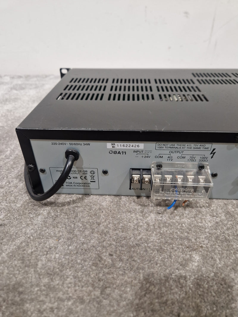 TOA PA Amplifier A-2030 - 30W Output, 3 Mic Inputs - Good - Image 5