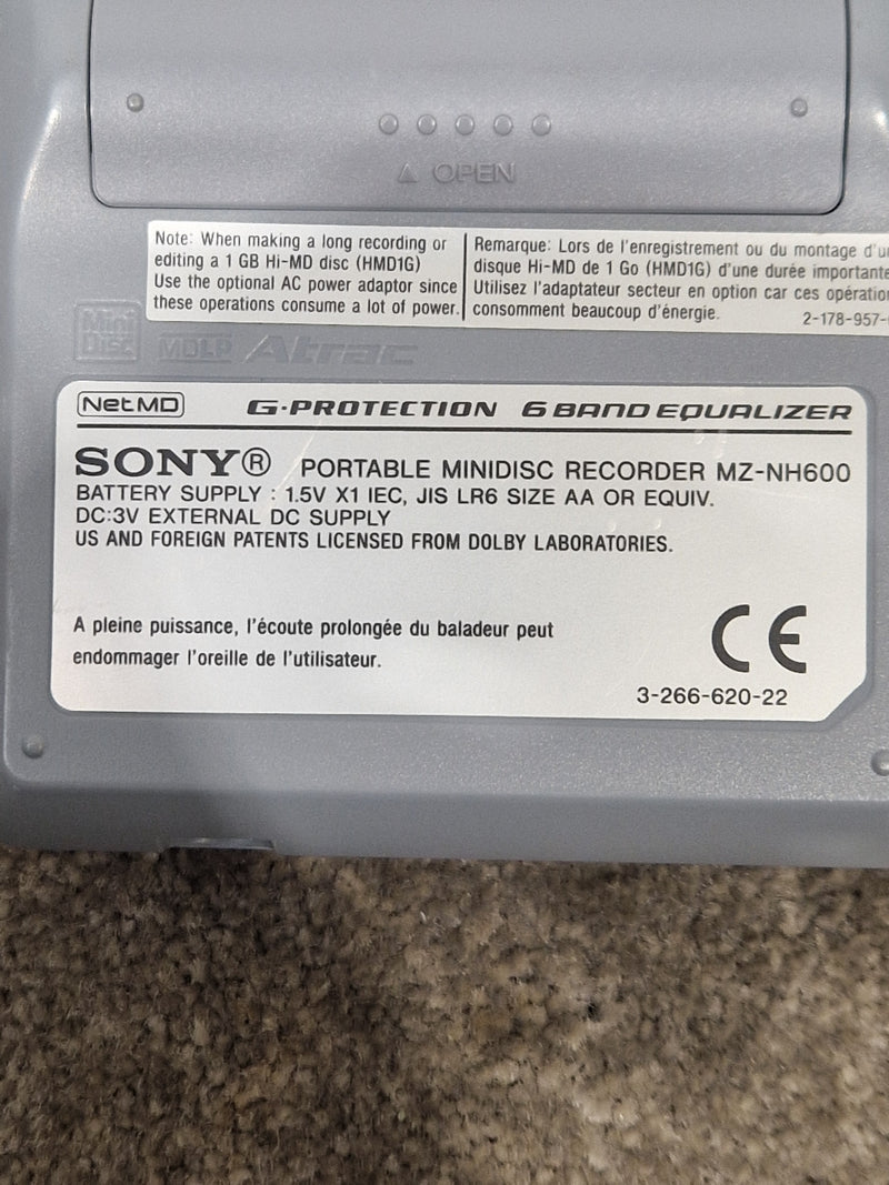 Sony MD Walkman Mz-nh600 Portable MiniDisc Player - High-Quality Audio, Long Battery Life - Excellent - Image 3